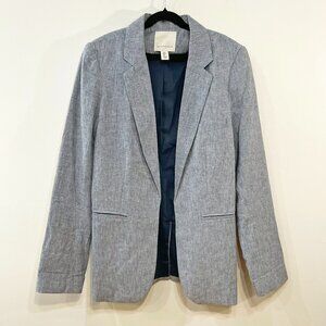 EUC Anthro Linen Cotton Pinstripe Blazer Blue Gray Small $158